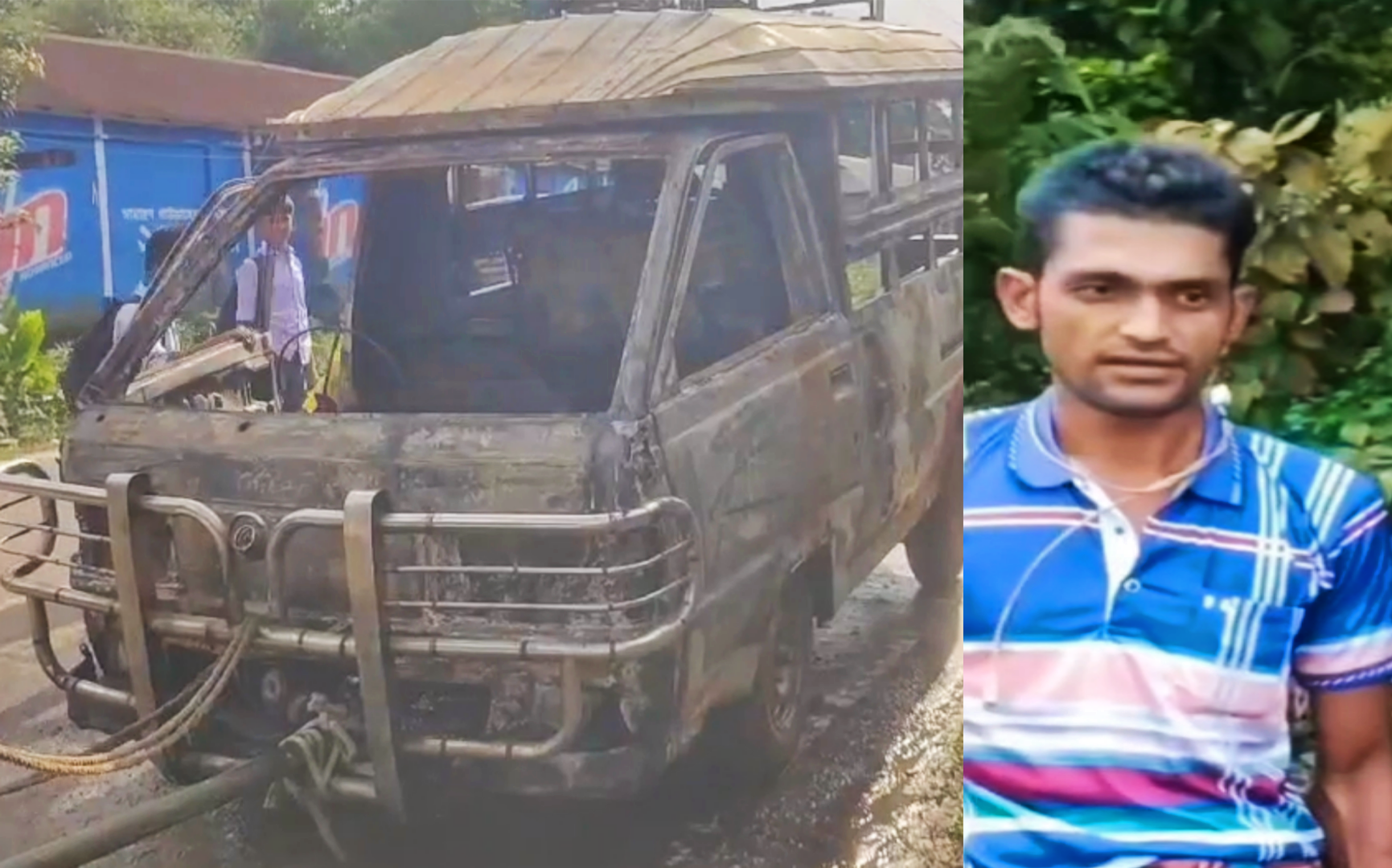 শ্রীপুরে লেগুনা চু.রি করে পা.লা.তে না পেরে গাড়িতে আ.গু.ন দিলো চো.র.চক্র